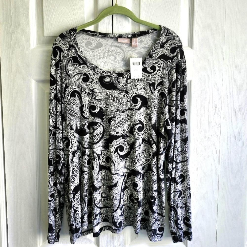 Chico's Sz 3 NWT Paisley Long Sleeve Blouse
